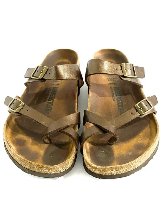 Birkenstock Mayari Toe Loop Sandals Women’s Size 10 Birko Flor Metallic Brown - Picture 5 of 16